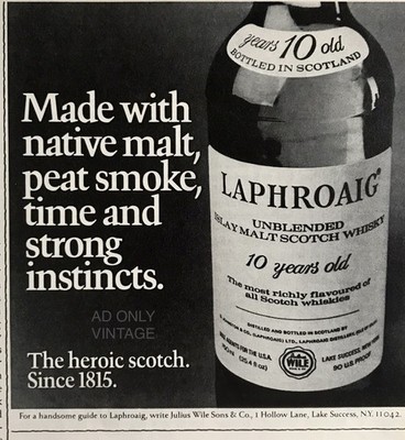 Vintage Laphroaig Scotch Whisky PRINT AD 1980 s Original 5.5 
