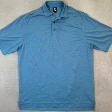 FootJoy FJ Mens Large Golf Polo Shirt Blue Stripe Short Sleeve Performance EUC