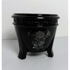 Vintage LE Smith Black Amethyst 3 Footed Bowl Depression Glass Candy/nut dish