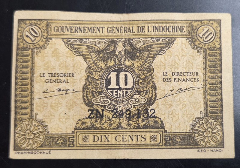 Japanese Occupation - French Indochina 10 Cents Banknote ND 1942