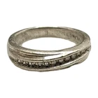 Vintage Sterling Silver Diamond Row Swirl Band Size 4.25