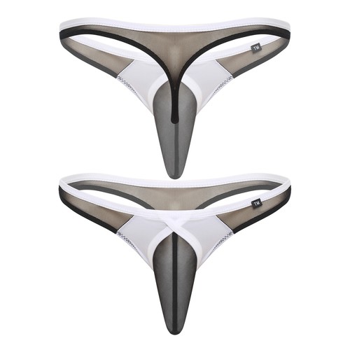 Calzoncillos transpirables transparentes de tiro bajo con tanga transparente de malla transparente para hombre - Imagen 8 de 46