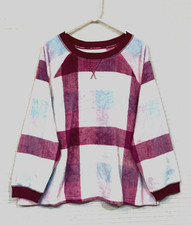 NWT Joyspun Lg Sleeve Soft Fleece Pajama Top Plus 3X 22W-24W Fuchsia/White, Blue