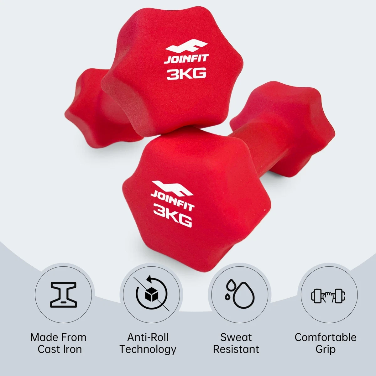 1KG -4KG Anti Slip Neoprene Dumbbells Set Weights Pair Hand Exercise Home Gym