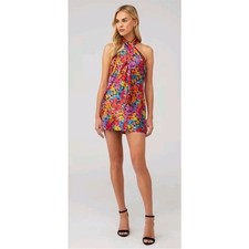 Show Me Your Mumu Jasmine Halter Mini Dress in Garden Glow