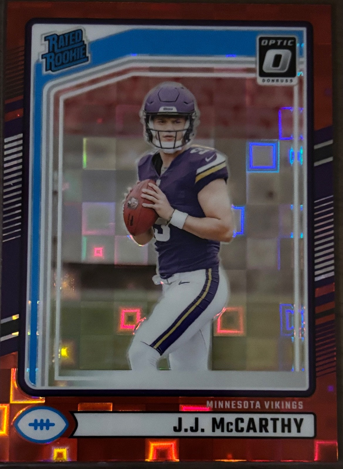 2024 Panini Donruss - Rated Rookie J.J. McCarthy #303 Optic Preview Red Pandora