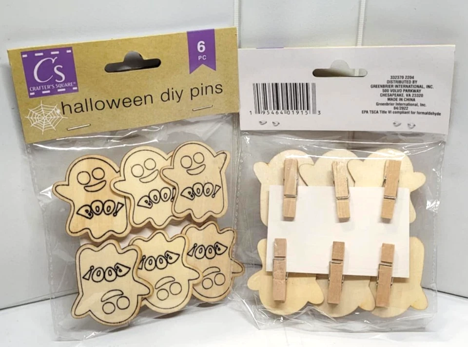 Halloween Hágalo Usted Mismo Madera Fantasma Prendedores - Artesanías - Decoraciones 2 Paquetes de 12 Foto 2 de 2