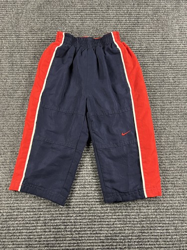 VTG Y2K 2000s Nike Toddler Boys' Athletic Wide Leg Mesh Lined Navy Pant Size 18M