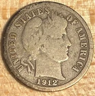1912 D - Barber Liberty Dime 10c - Silver - from collection
