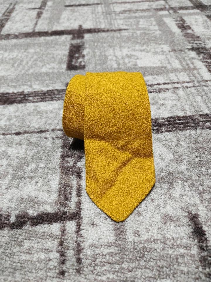 Gravata vintage Macties of Scotland clássica 100% lã pura retrô laranja amarela - Imagem 2 de 4