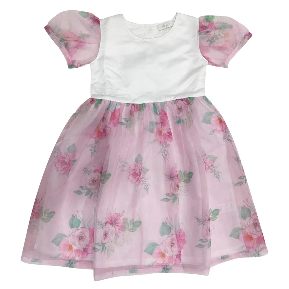 Be You - Robe courte manches bouffantes motif/style floral - Fille (GT37488) - Photo 1/2
