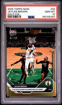 2025 Topps Now Jaylen Brown #93 Gold Foil /50 PSA 10 Celtics GEM MINT