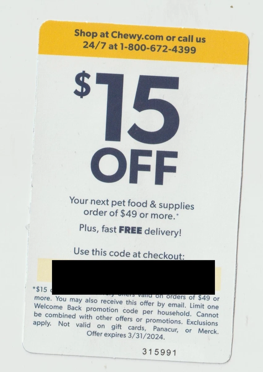 Chewy 15 off sales new customer