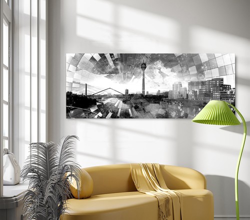 Leinwand Bild Panorama Düsseldorf Skyline Abstrakt Wandbilder Wohnzimmer 3231A - Bild 5 von 8