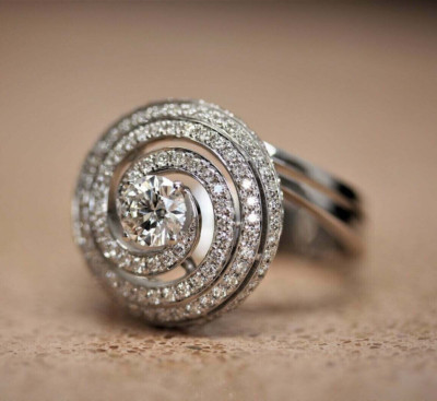 2.64ct Natural Moissanite Wedding Swirl Round Women's Ring 14K White Gold Plated