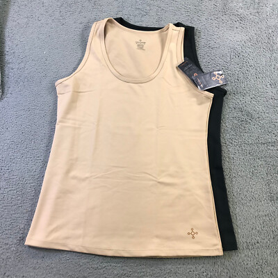TOMMIE COPPER Tank Womens Extra Large 2 PACK Core Tank Top Beige Black NWT