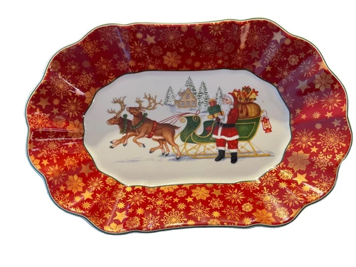 Villeroy & Boch TOY'S FANTASY Large Oval Serving Bowl Santa's Sleigh #2553