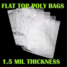 1.5-Mil Clear Poly Bags Flat Open Top Plastic Packaging Packing Multiple Sizes