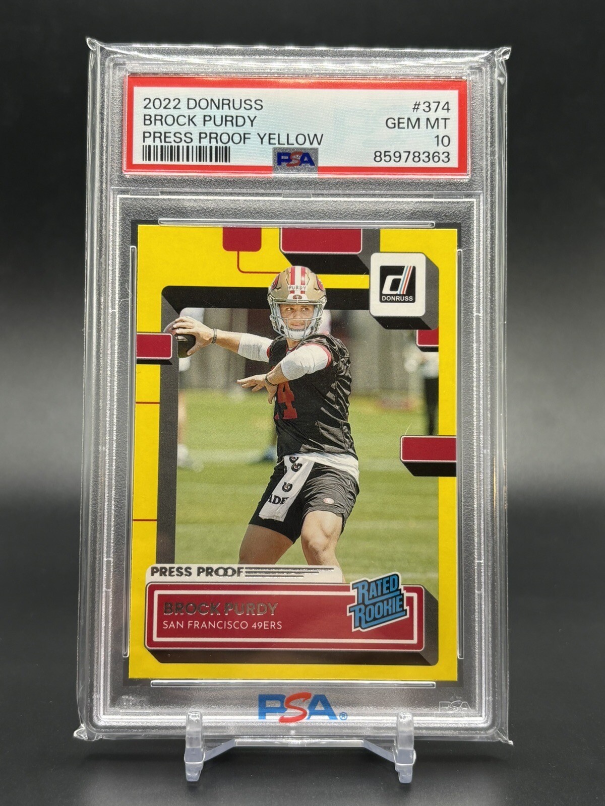 Brock Purdy Panini Donruss #374 Press Proof Yellow