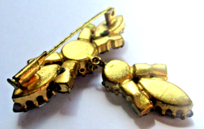Broche Vintage En Or Sertie De Cristaux Aigue-marine - Bijou Ancien Magnifique