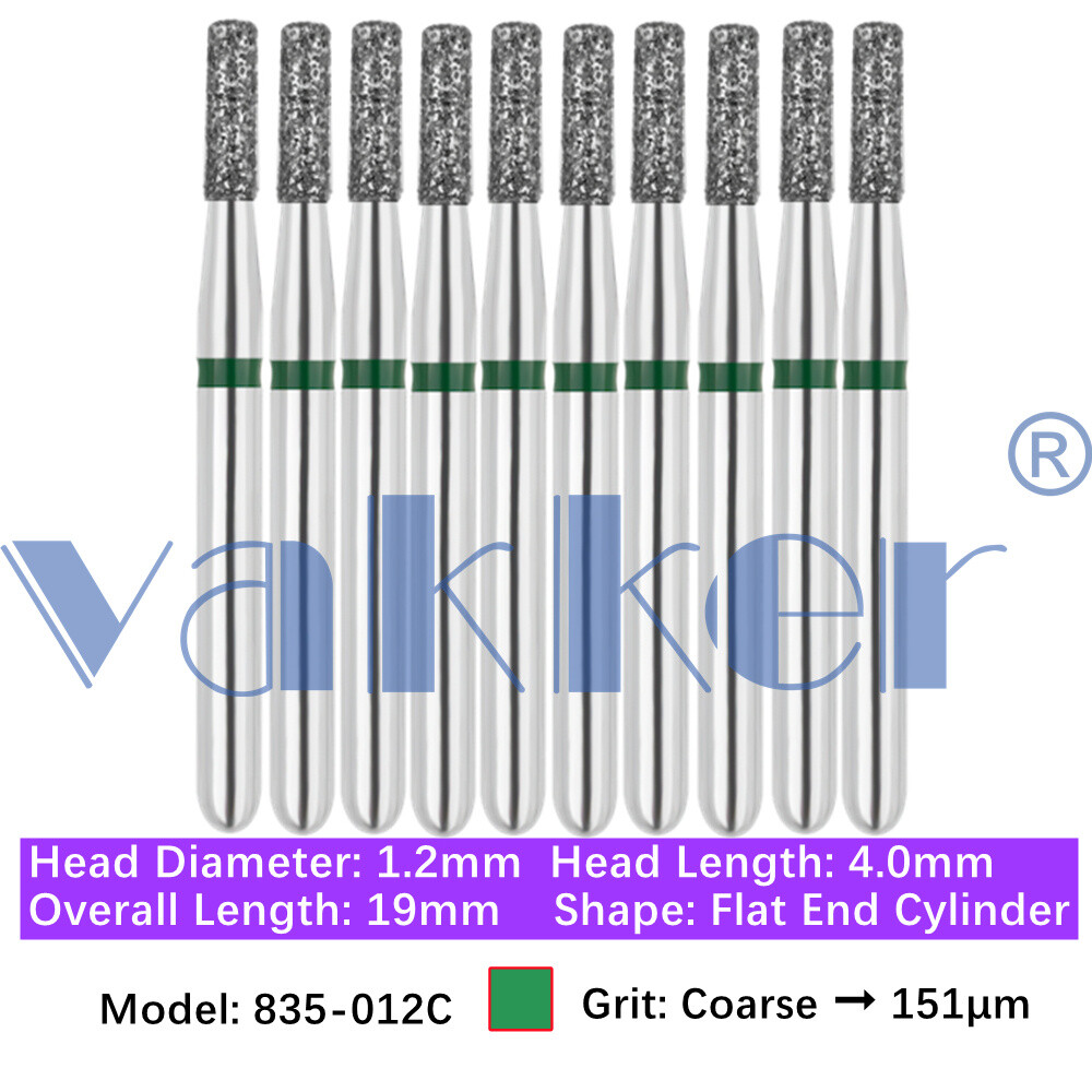 10pc Dental FG Diamond Burs for High Speed Flat/Round End Cylinder Polishing Bur