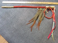 Indian Ceremonial Dance Stick Feathers Bells Beads Dream Circle Hand Made 26"
