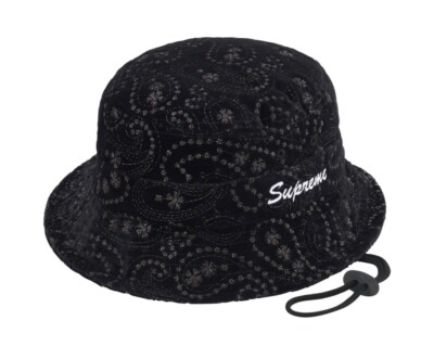 Supreme Velvet Paisley Boonie M/L Black FW23 BRAND NEW In Hand | eBay