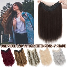Clip in Hair Extension One Piece 5Clips V-Part Hairpiece Full Head Real as Human