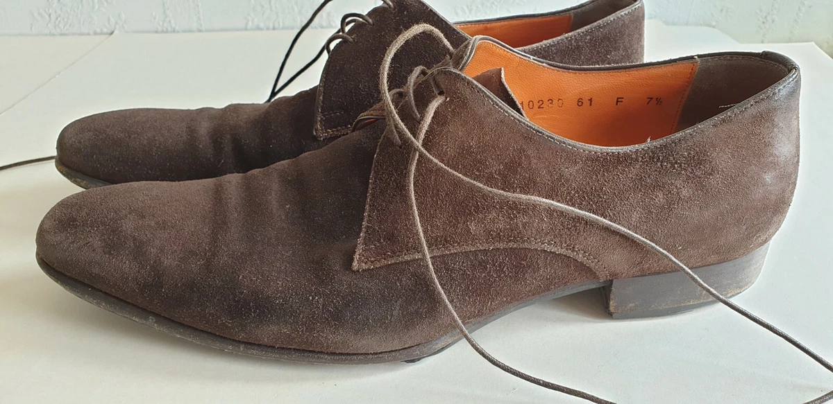 CHAUSSURES SANTONI CUIR VELOURS MARRON POINTURE 7 ET DEMI BEG eBay