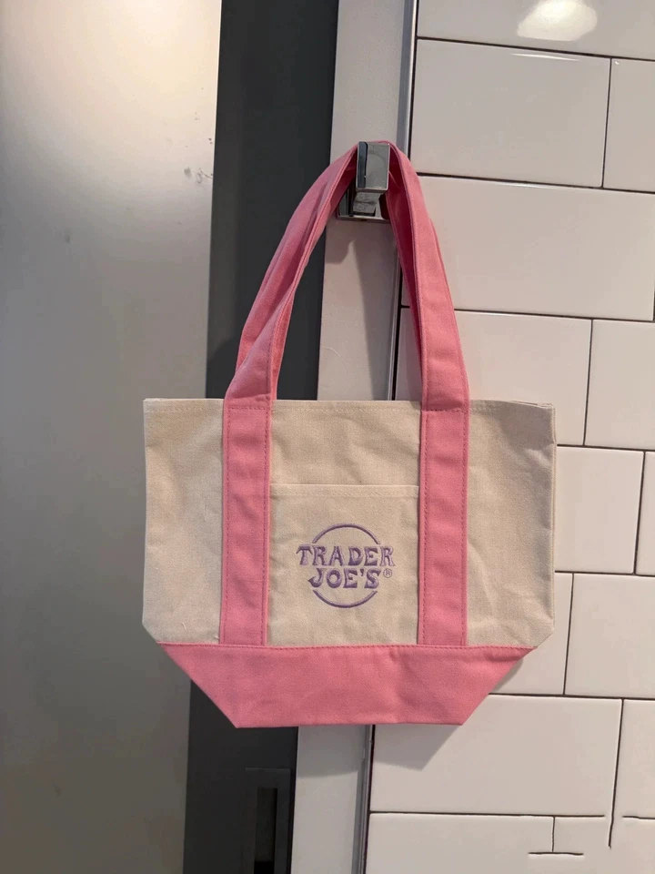 NEW TRADER JOE'S MINI PASTEL BAG TOTE LIMITED EDITION - PINK PURPLE BLUE GREEN - Image 3 of 4