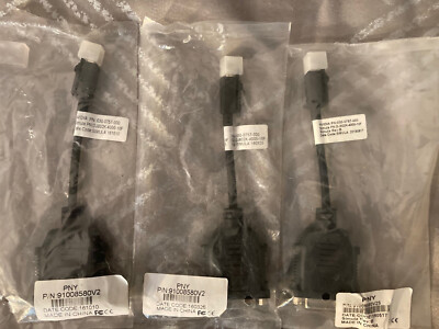 LOT OF 3 PNY 91008580V2 Latching Mini DisplayPort 1.1 to Single Link DVI ADAPTER