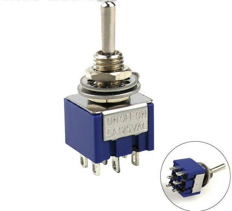 Mini Toggle Switch On Off On 3 Position 6 Pin DPDT X5 for Boat Car Model Railway - Image 2 of 4