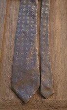 Calvin Klein Men’s Necktie 100% Silk Brown Gold Tie Made In USA 56" Pre-owned