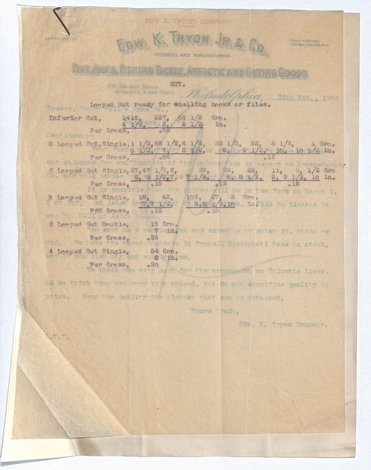 Edw. K. Tryon Jr & Co 2pp 1905 Letterhead to Henry Hall & Sons, NY (#5 ...