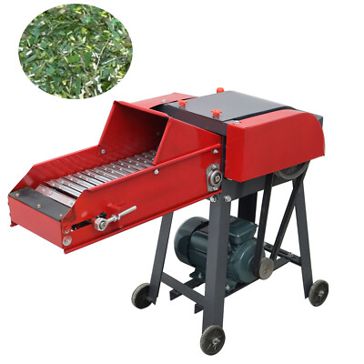 4-blade Hay Cutter with Conveyor 400-800kg/h Grass Corn Straw Pulverizer 220V