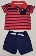 Carters  Boy's 2 Pc Short Set  6 Mo  Red/Blue.