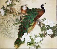 Chinese 100 real natural silk thread,su hand embroidery kits:peacocks flower