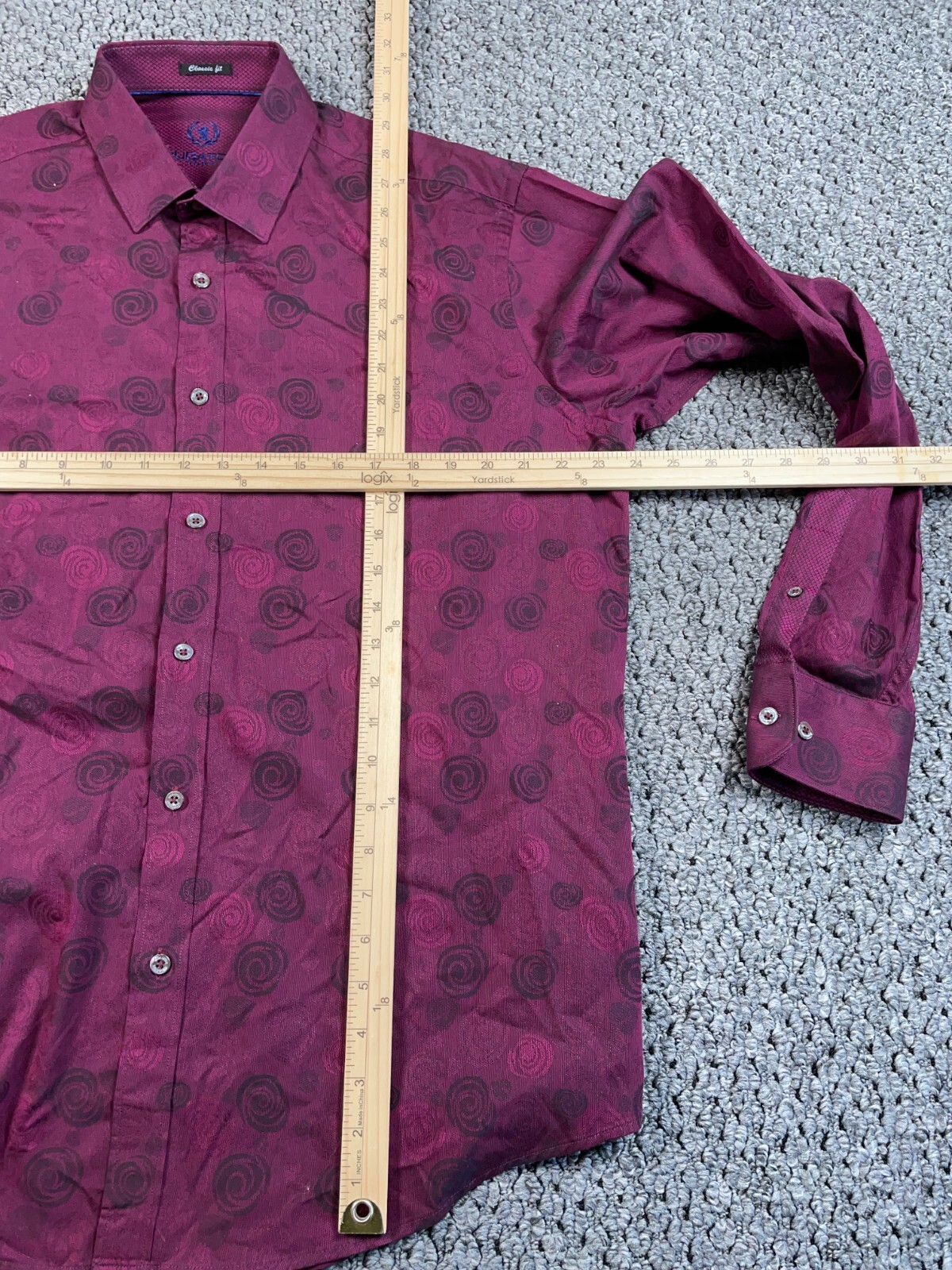 Bugatchi Geometric Pattern Classic Fit Shirt Adul… - image 6