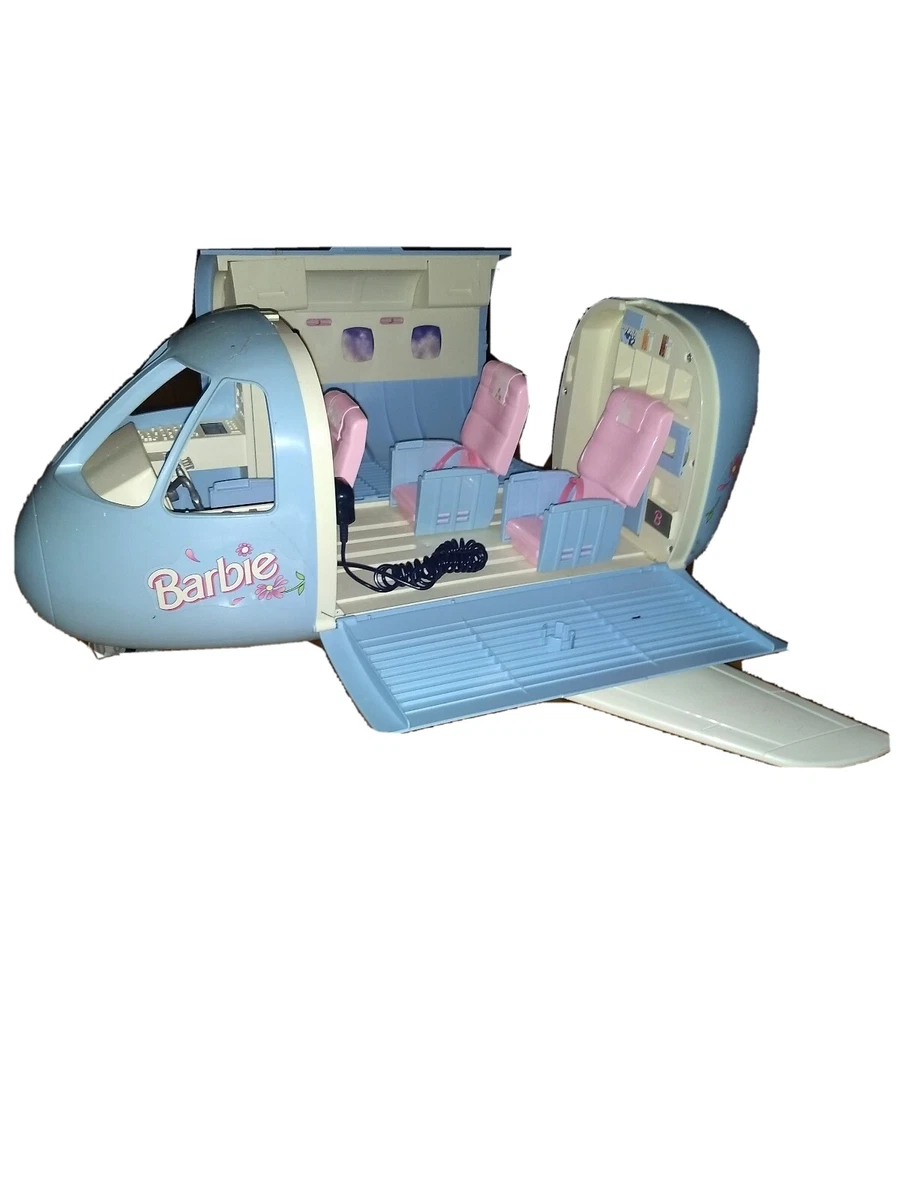 Barbie Airplane Blue Travel Jumbo Jet Play Set Sounds and Accessories Works