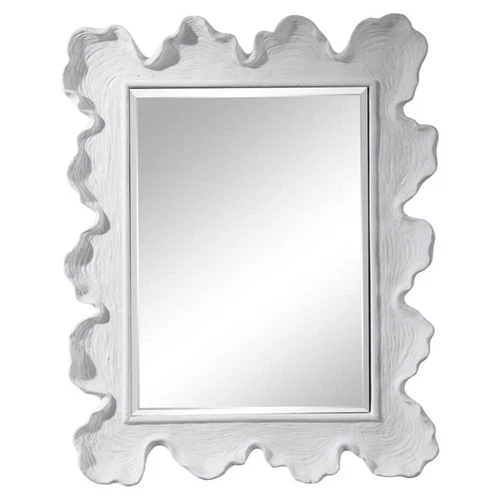 Uttermost Sea Coral Coastal Glass and Resin Mirror in Matte White - Picture 1 of 12