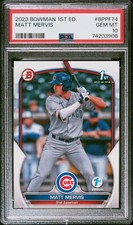 2023 Bowman Prospects Matt Mervis 1st Edition RC BP-74 Chicago Cubs PSA 10