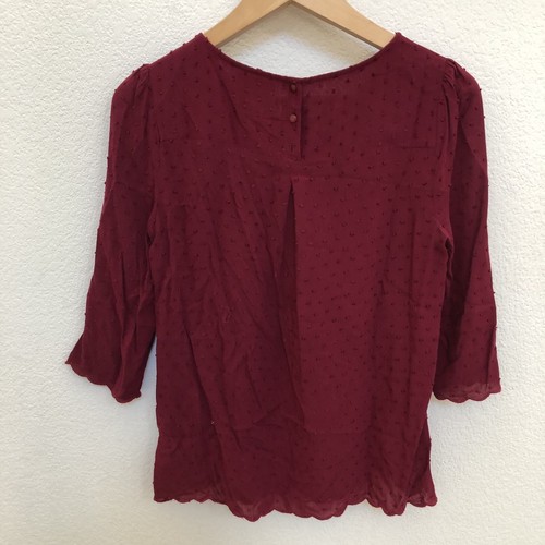 Blusa Top Camisa Maeve Mujer Rojo Profundo Manga 3/4 Talla 2 Textura de Encaje - Imagen 11 de 12