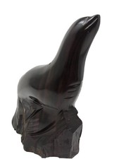 Large Vintage Mid Century Hand Hard Wood Seal Sea Lion Ironwood Beach Decor