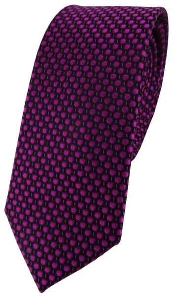 Schmale Tigertie Seidenkrawatte In Lila Violett Purpur Schwarz Gepunktet-image