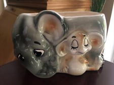 Vintage Inarco Japan Ceramic Elephant  Mouse Friends Planter MINT