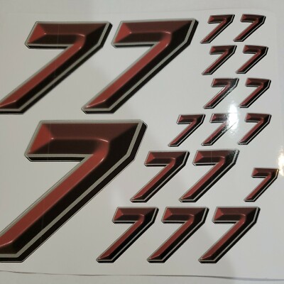 DEFECTS(7's)3-D RED BEVELED NUMBERS Decal Sticker  1/8-1/10-1/12 RC OFFCUT BOXD 