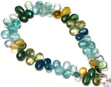 Natural Gem Multicolor Apatite 8x6 to 10x7 mm Size Smooth Pear Beads 8" Strand