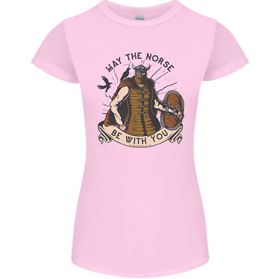 May The Nördlich Be With You Lustig Viking Damen Petite Schnitt Maglietta