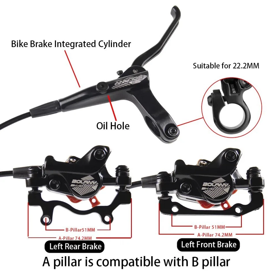 MTB Bicycle Oil Disc Brake 160mm Caliper Hydraulic 800/1400mm Front Rear Handle - Image 2 of 4
