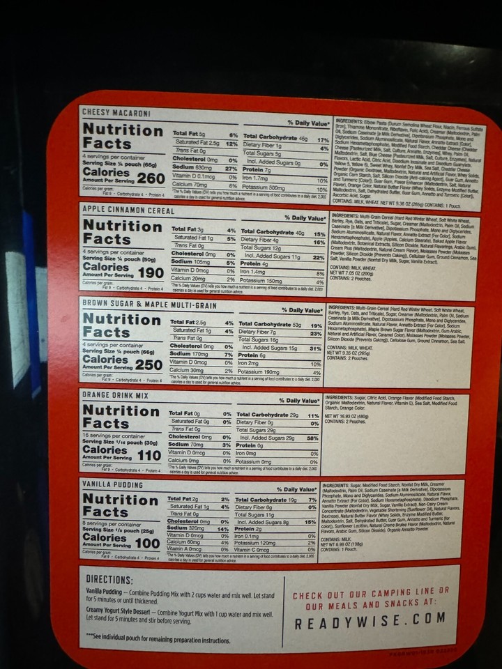 ReadyWise Emergency Food Supply 124 Servings FREE SHIPPING eBay